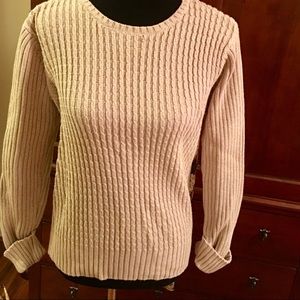 Liz Claiborne BEAUTIFUL cable sweater, tan M